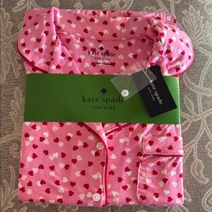 Kate Spade Pink and Red Hearts Women’s Long Sleeve Size Small PJ Set